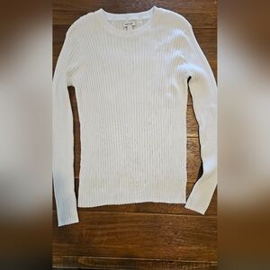 NINE WEST WHITE RIBBED KNIT FORM FITTING PULLOVER SWEATER SIZE XXL